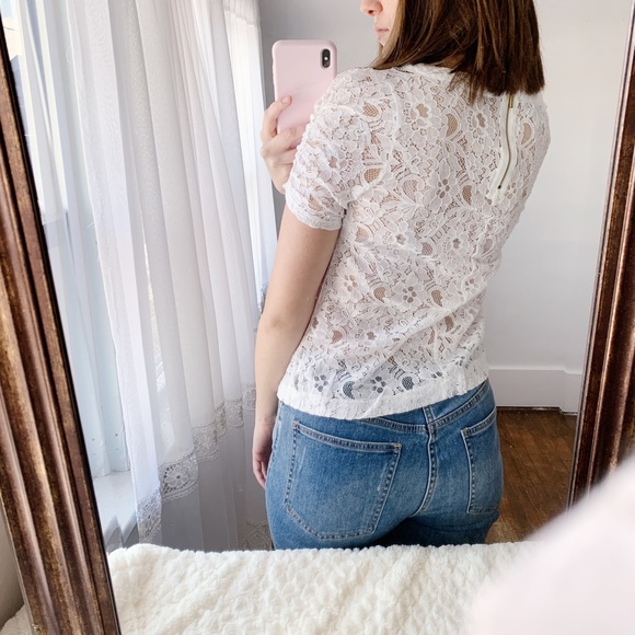 Forever 21 M White Crochet Formal Top - Picture 4 of 6